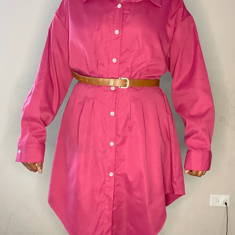 SHEIN Curve Hot Pink Button Down Dress
